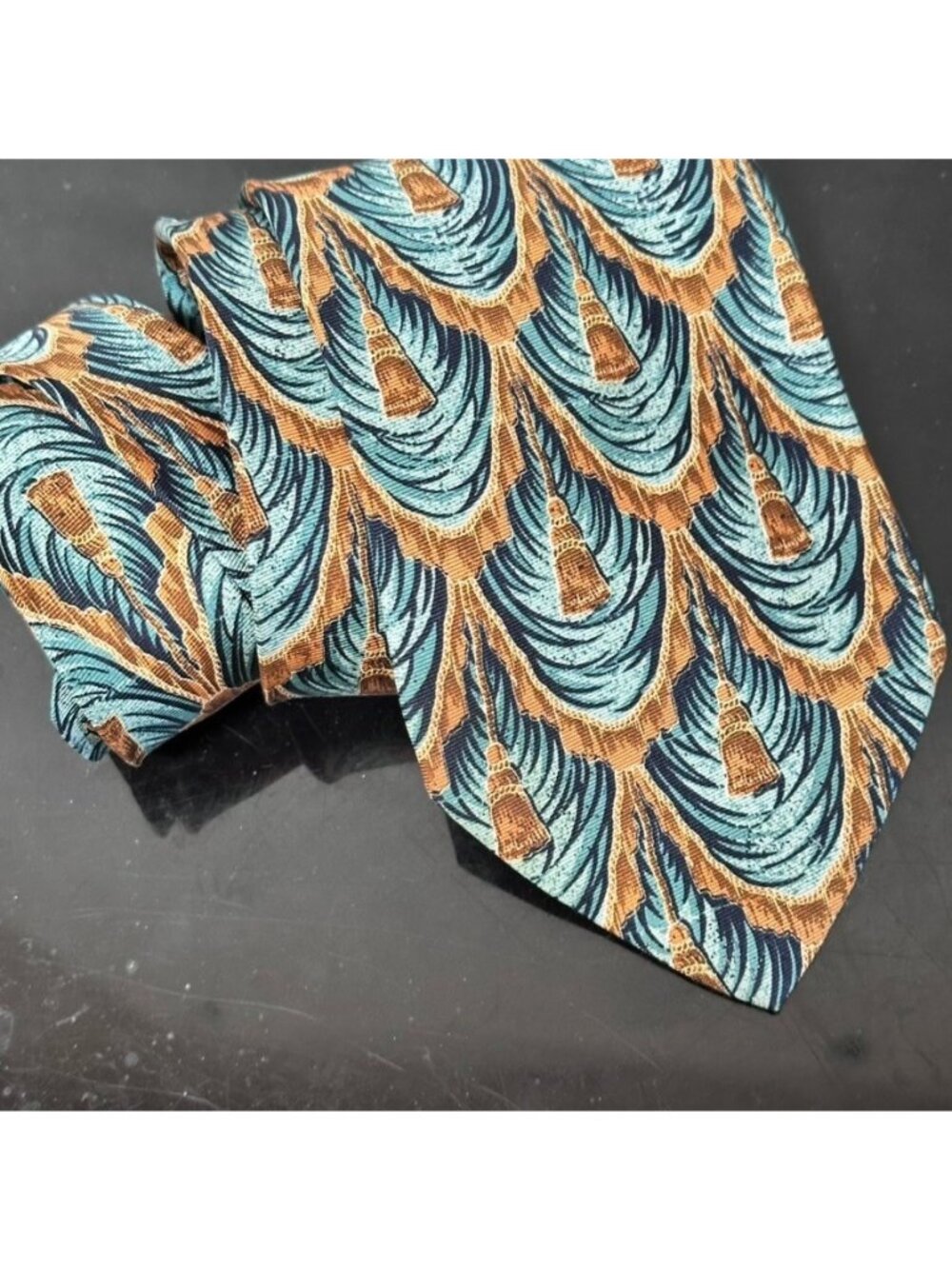 Vintage Moschino Cravatte Silk Tie Baroque Tassel Drape Gold Lace Trim Curtains